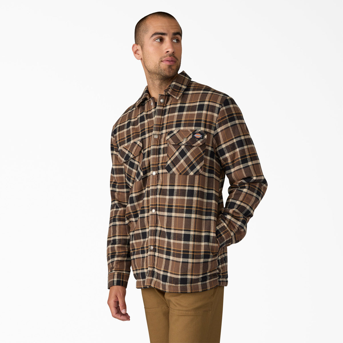 Dickies Water Repellent Fleece-Lined Flannel Shirt Jacket - Khaki (KHK)