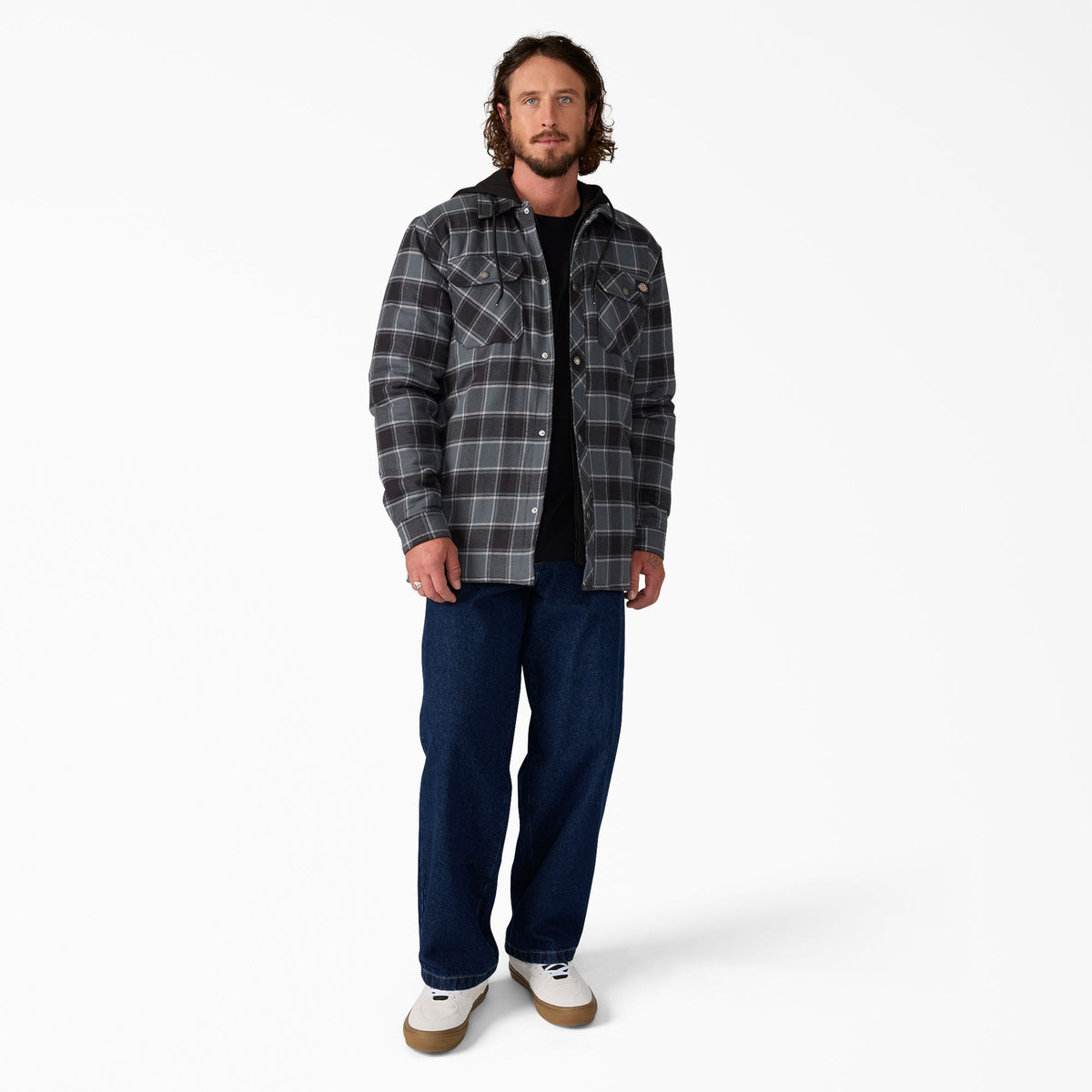 Dickies Water Repellent Flannel Hooded Shirt Jacket - Charcoal (0CH)