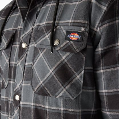 Dickies Water Repellent Flannel Hooded Shirt Jacket - Charcoal (0CH)