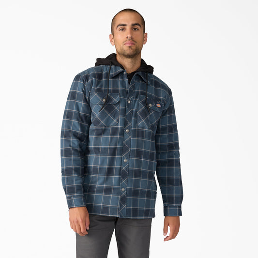 Dickies Water Repellent Flannel Hooded Shirt Jacket - Dark Navy (0DN)
