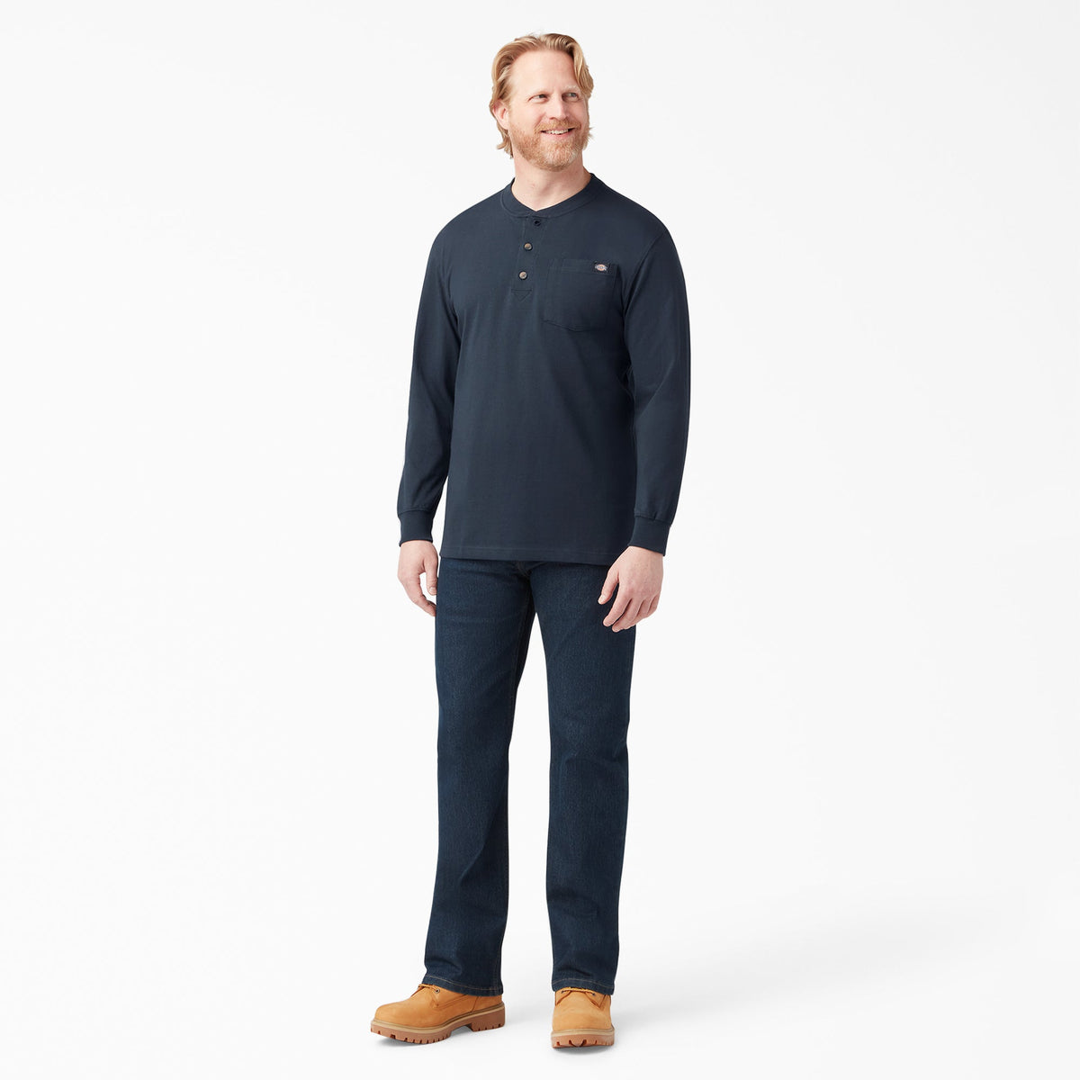 Dickies Heavyweight Long Sleeve Henley T-Shirt - Dark Navy (DN)