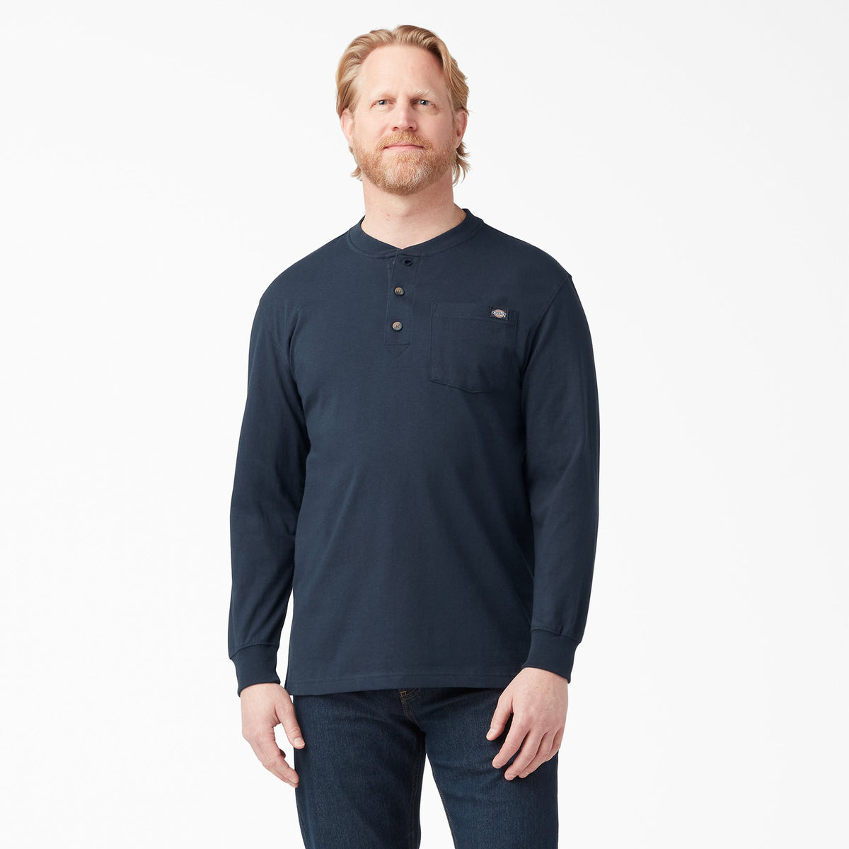 Dickies Heavyweight Long Sleeve Henley T-Shirt - Dark Navy (DN)