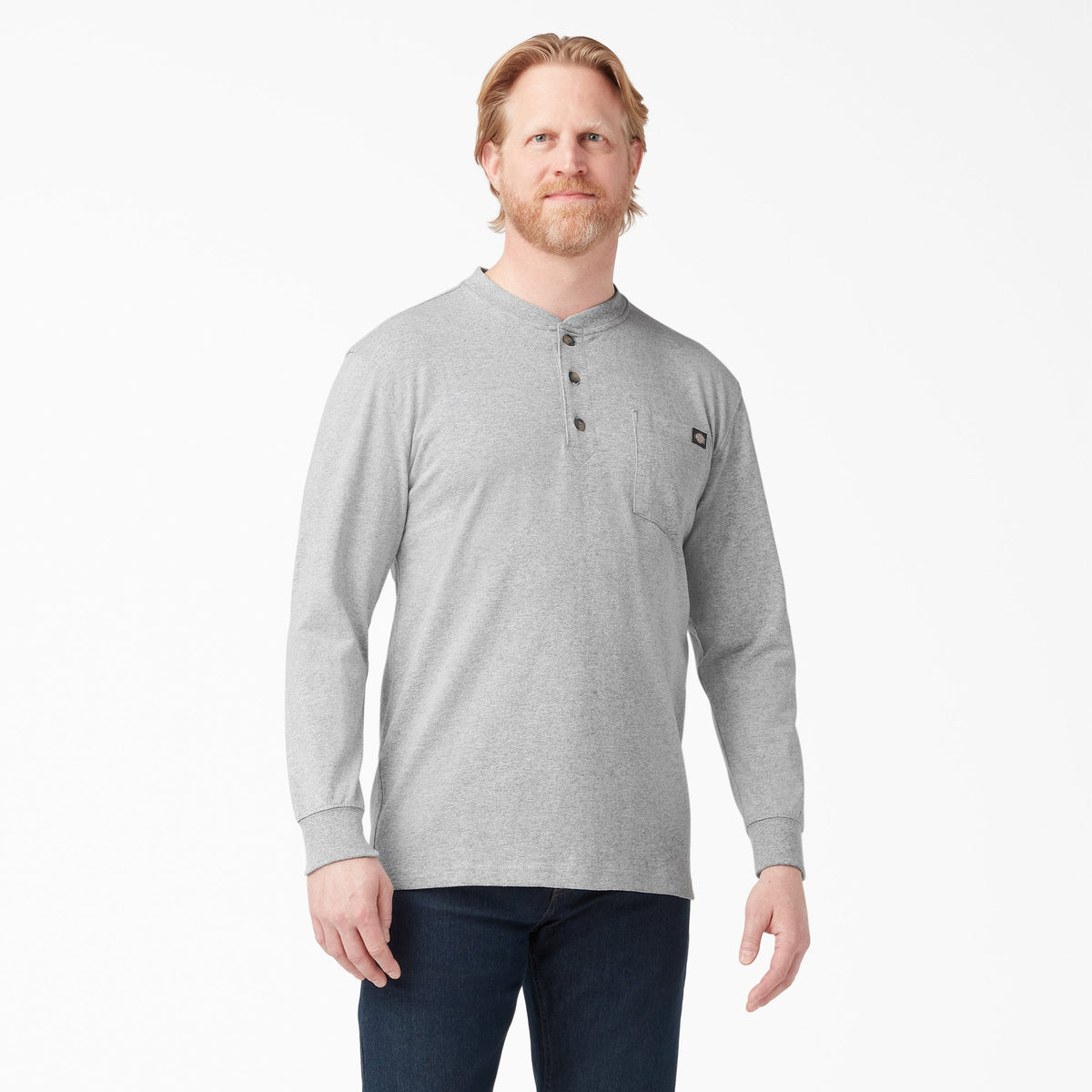 Dickies Heavyweight Long Sleeve Henley T-Shirt - Heather Gray (HG)