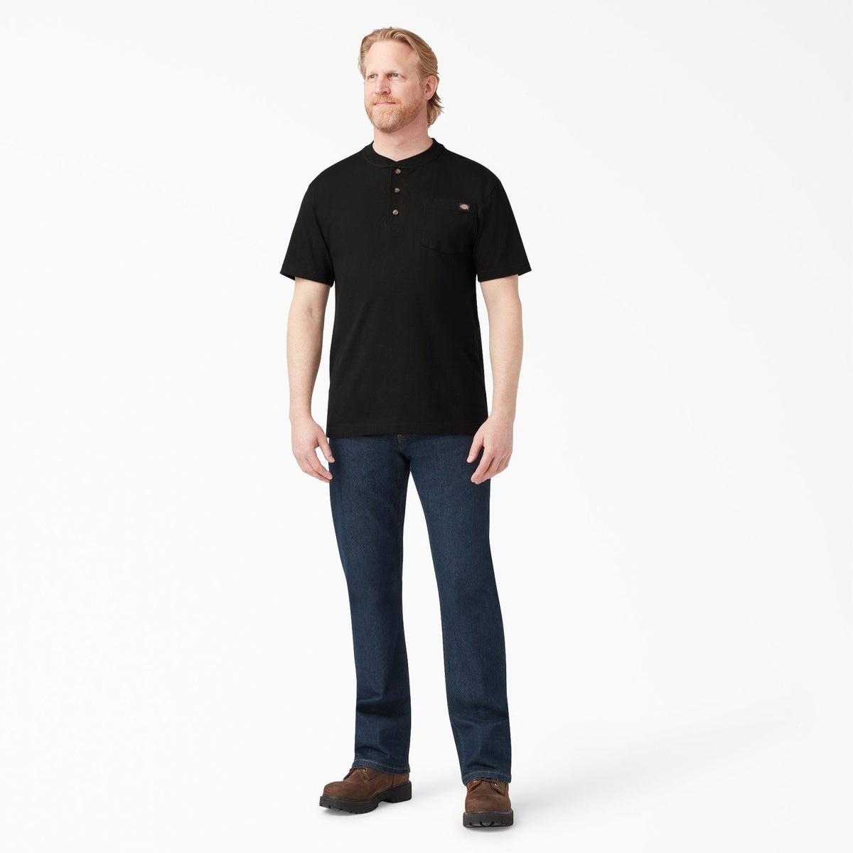 Dickies Heavyweight Short Sleeve Henley T-Shirt - Black (BK)