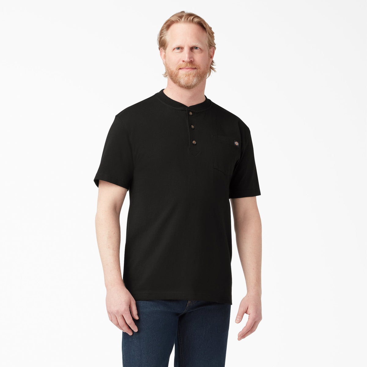 Dickies Heavyweight Short Sleeve Henley T-Shirt - Black (BK)