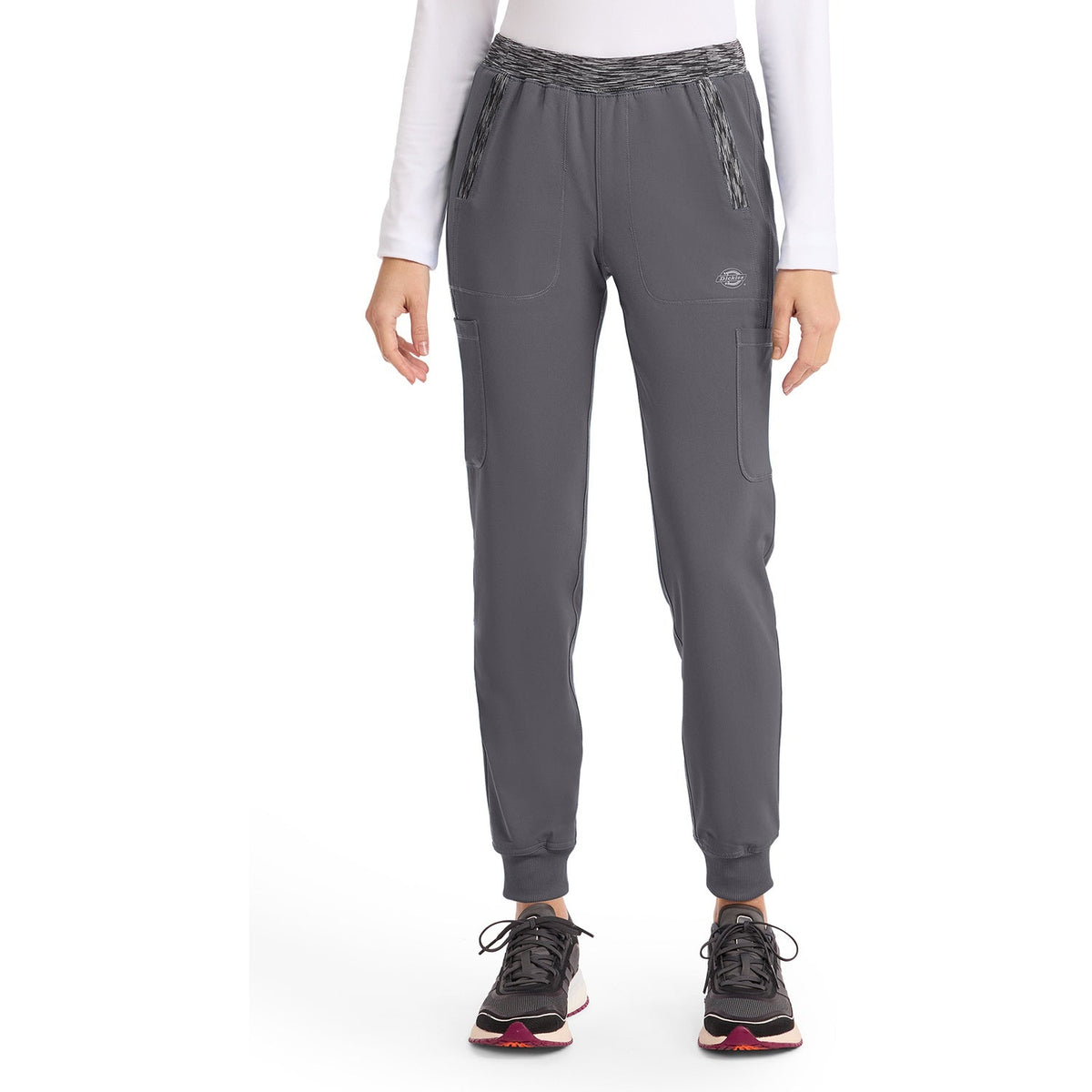 Dickies Women's Dynamix Natural Rise Tapered Leg Jogger Scrub Pant - Pewter Gray (PEW)