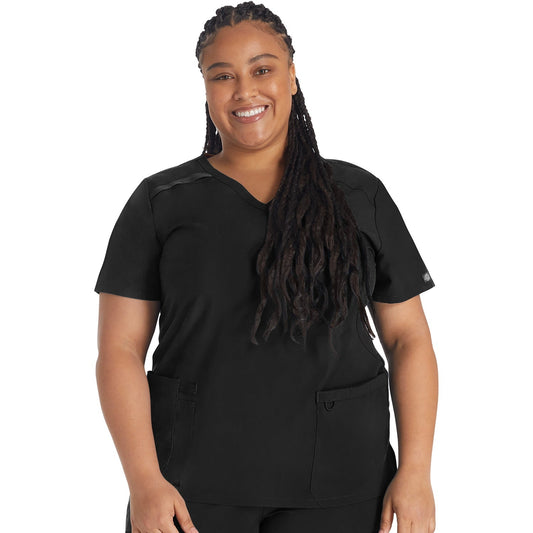 Dickies Women's EDS Essentials Mock Wrap Scrub Top - Black (BLK)