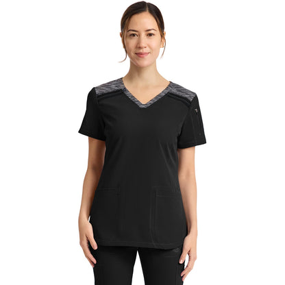 Dickies Women's Dynamix V-Neck Scrub Top - Black (BLK)