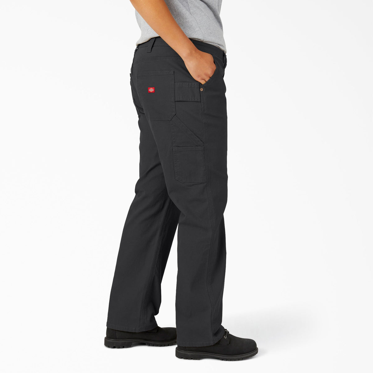 Dickies Women's Plus FLEX Relaxed Straight Fit Duck Carpenter Pants - Rinsed Black (RBK)