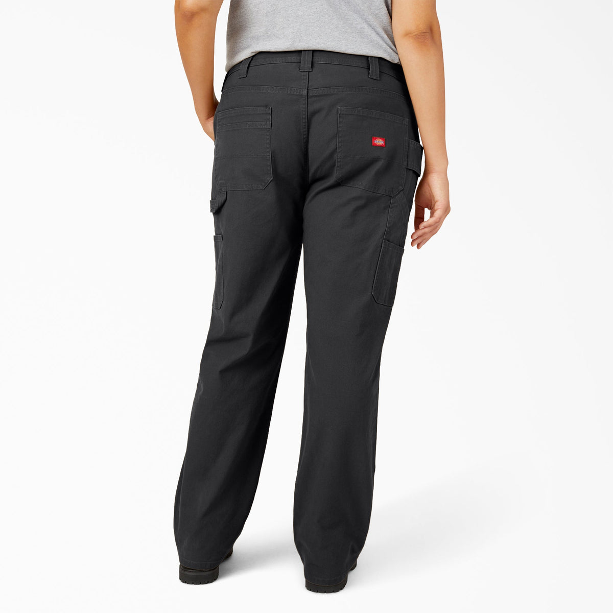 Dickies Women's Plus FLEX Relaxed Straight Fit Duck Carpenter Pants - Rinsed Black (RBK)