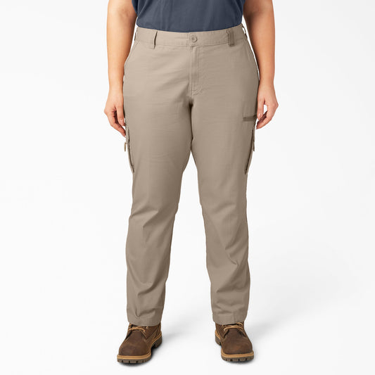 Dickies Women's Plus Relaxed Fit Cargo Pants - Rinsed Desert Sand (RDS)