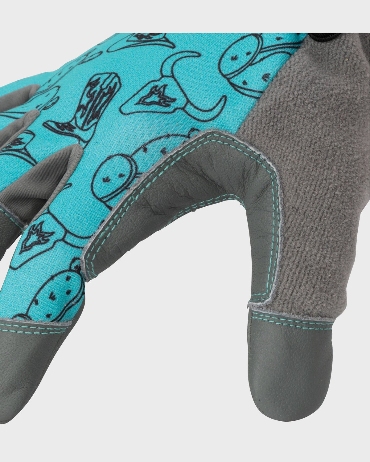 Dickies Lawn and Garden Work Gloves with Leather Palm - Teal (TL)