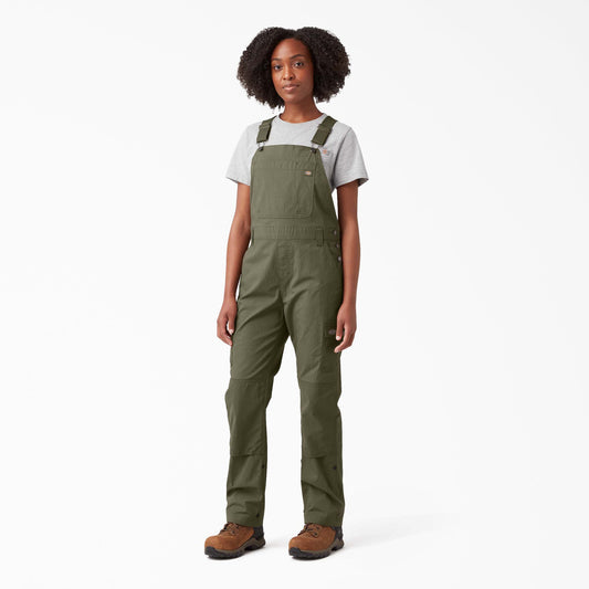 Dickies Women's Cooling Ripstop Bib Overalls - Rinsed Military Green (RML)