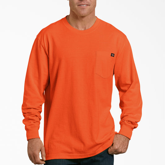 Dickies Heavyweight Neon Long Sleeve Pocket T-Shirt - Bright Orange (BOD)