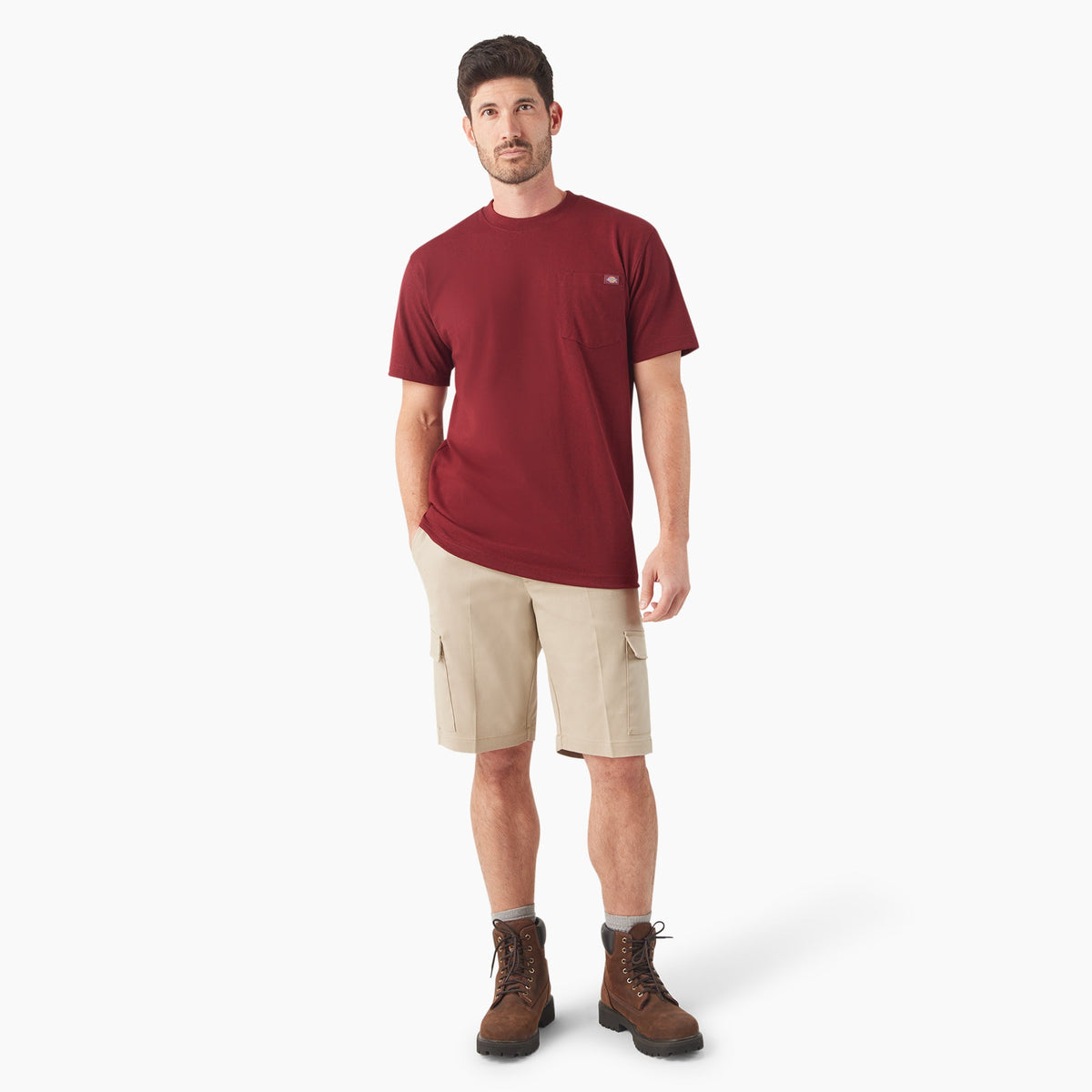 Dickies Heavyweight Heathered Short Sleeve Pocket T-Shirt - English Red Heather (K51)