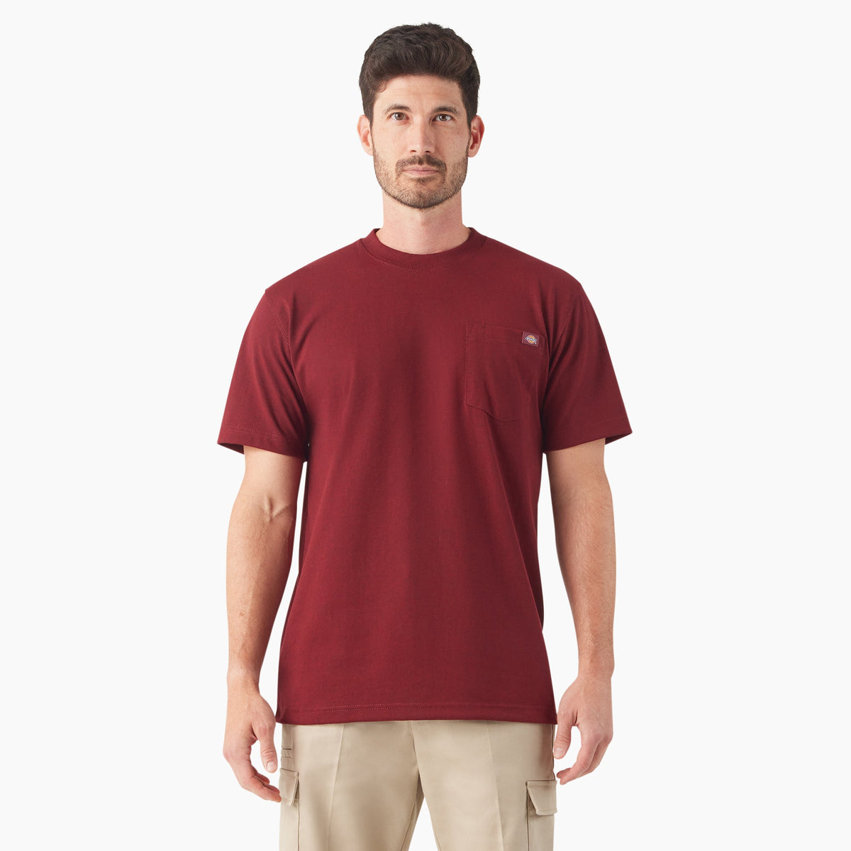 Dickies Heavyweight Heathered Short Sleeve Pocket T-Shirt - English Red Heather (K51)