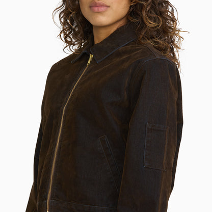 Dickies Women's Flocked Unlined Cropped Eisenhower - Chocolate Brown Flock/Enzyme W (CBF)